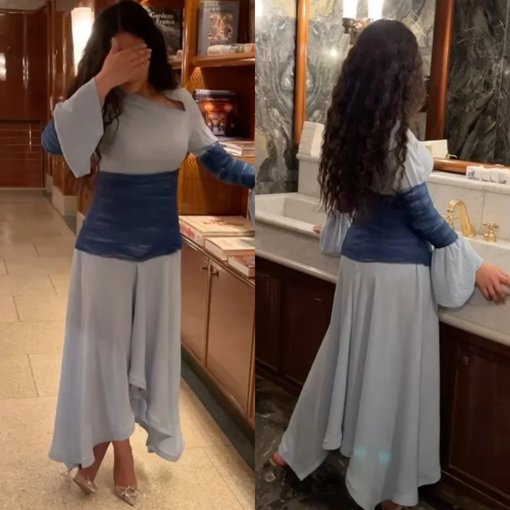 Vestido Midi plisado con volantes y cuello en V para fiesta, traje de noche para graduación, a medida, Arabia Saudita