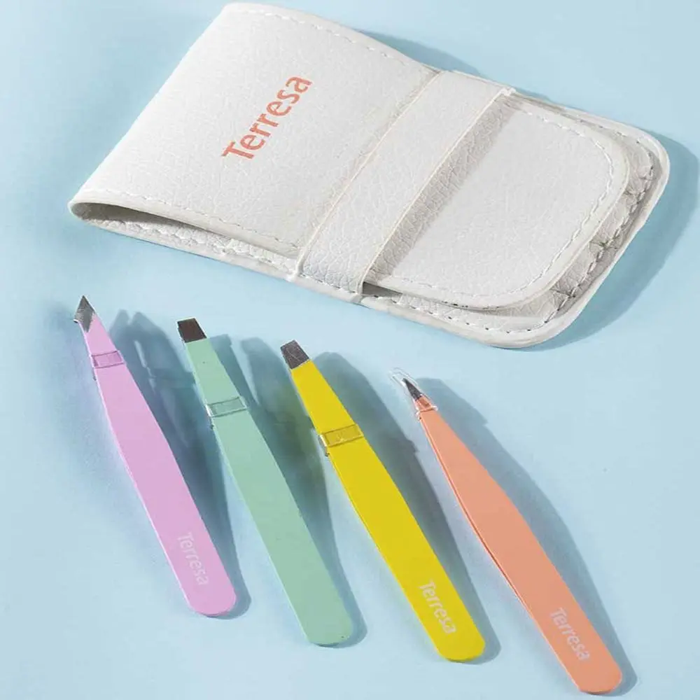 Zestaw pęset do brwi ze stali nierdzewnej, antyodpływanie, skośne klipsy do brwi, płaskie, kolorowe, do usuwania drobnych włosków, depilacja twarzy.