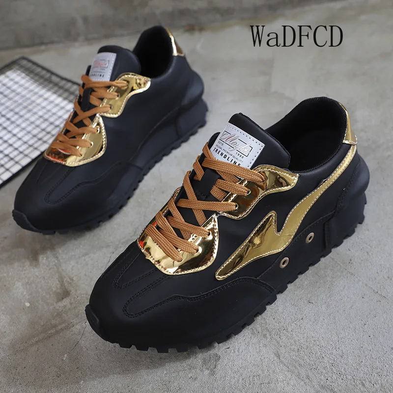 Mens Chunky Sneaker Fashion Casual Mixed Colors Leather/Mesh Breathable Increased Internal Cover Bottom Platform Running Shoes