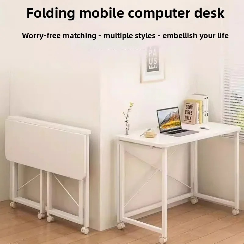 

Compact Foldable Computer Desk for Home Bedroom Office Modern Minimal Movable Small Desk Folding Table Desks Computer Desk
