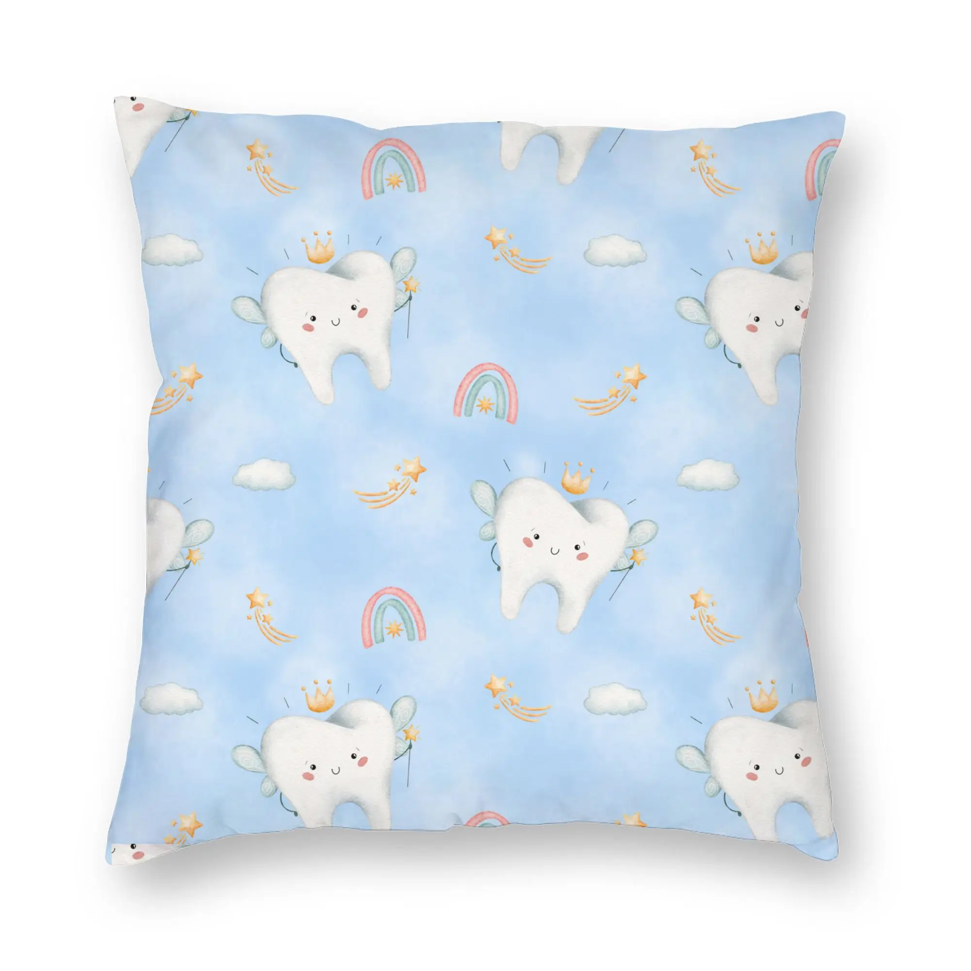 Blue Sky Cute Tooth Fairy Pattern Pillow Covers Home Decoration  Luxury Cushion Cover Car Pillowcase