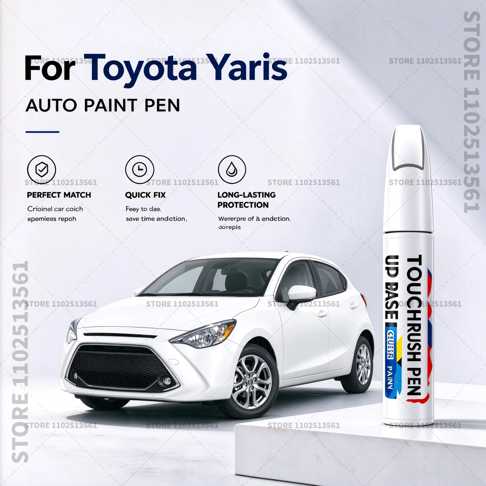 For Toyota Yaris Blue White Car Scratch Remover Paint Pen Touch Up Marker for Auto Body Repair Door Bumper Fender Accessories