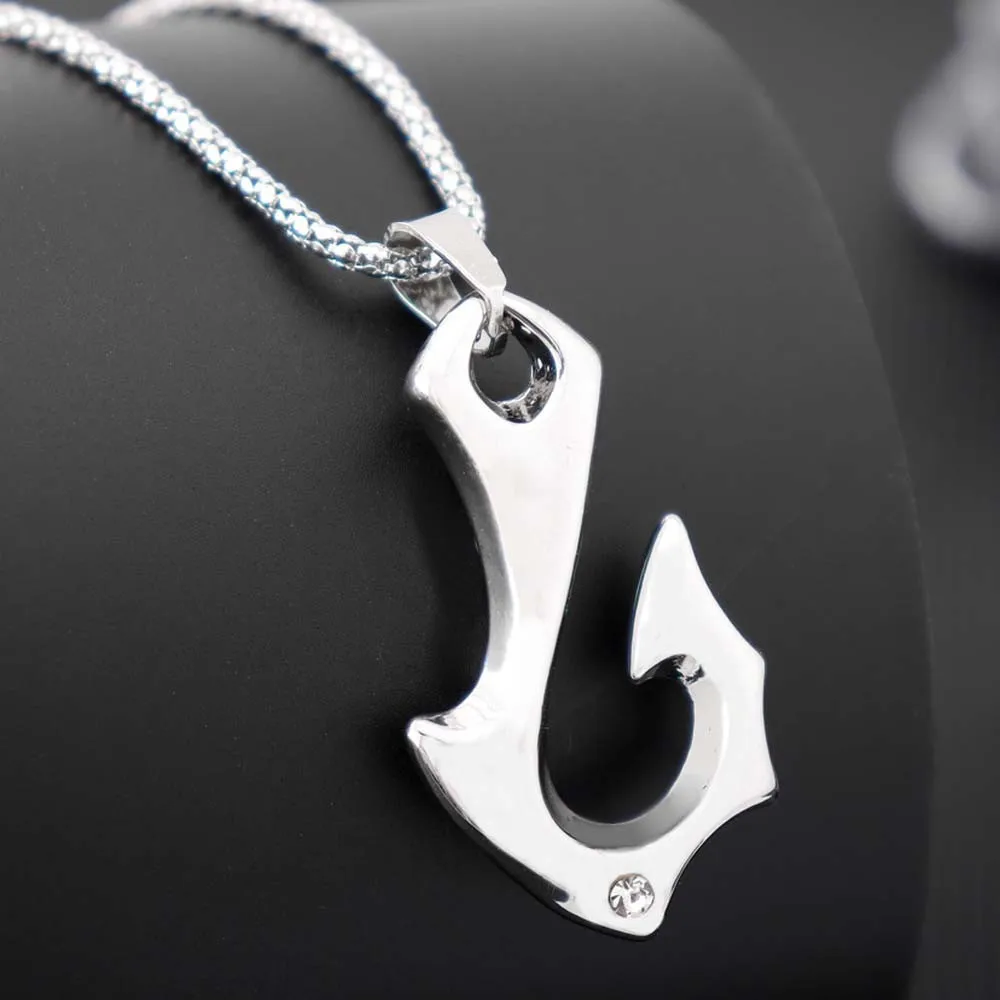 New Trendy Special Shape Fish Hook Pendant Necklace Men\'s Viking Fish Hook Pendant Chains On The Neck Jewelry 2022 Accessories