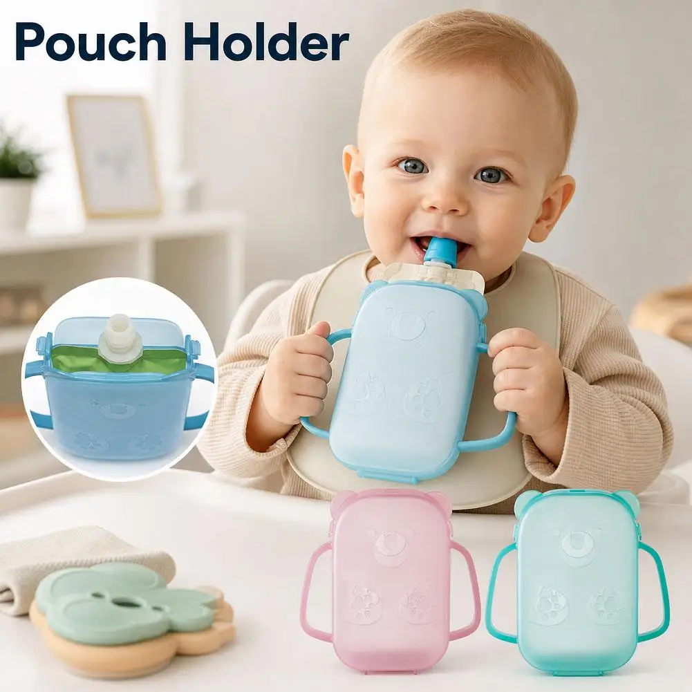Squeeze Pouch Holder, Baby Food Pouch Feeder For Mess-Free Snacking, Reusable Anti-Slip Grip For Yogurt & Fruit Pure