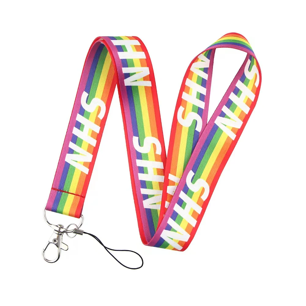 10PCS Rainbow homosexuality Lanyard For Keys Mobile Phone Strap Hang Rope Keycord USB ID Card Badge Holder Keychain DIY Keyrings