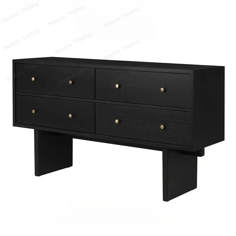 Log wabi-sabi wind furniture homestay solid wood storage side cabinet entrance dining side cabinet