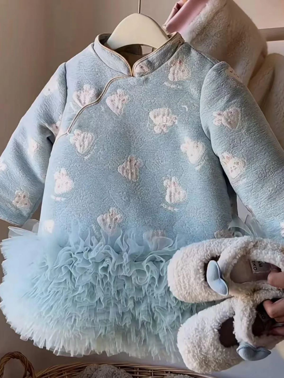 

Детская зимняя одежда 2024: Новинка! Пышная куртка из хлопка с вышивкой для девочек, дизайн «Принцесса»