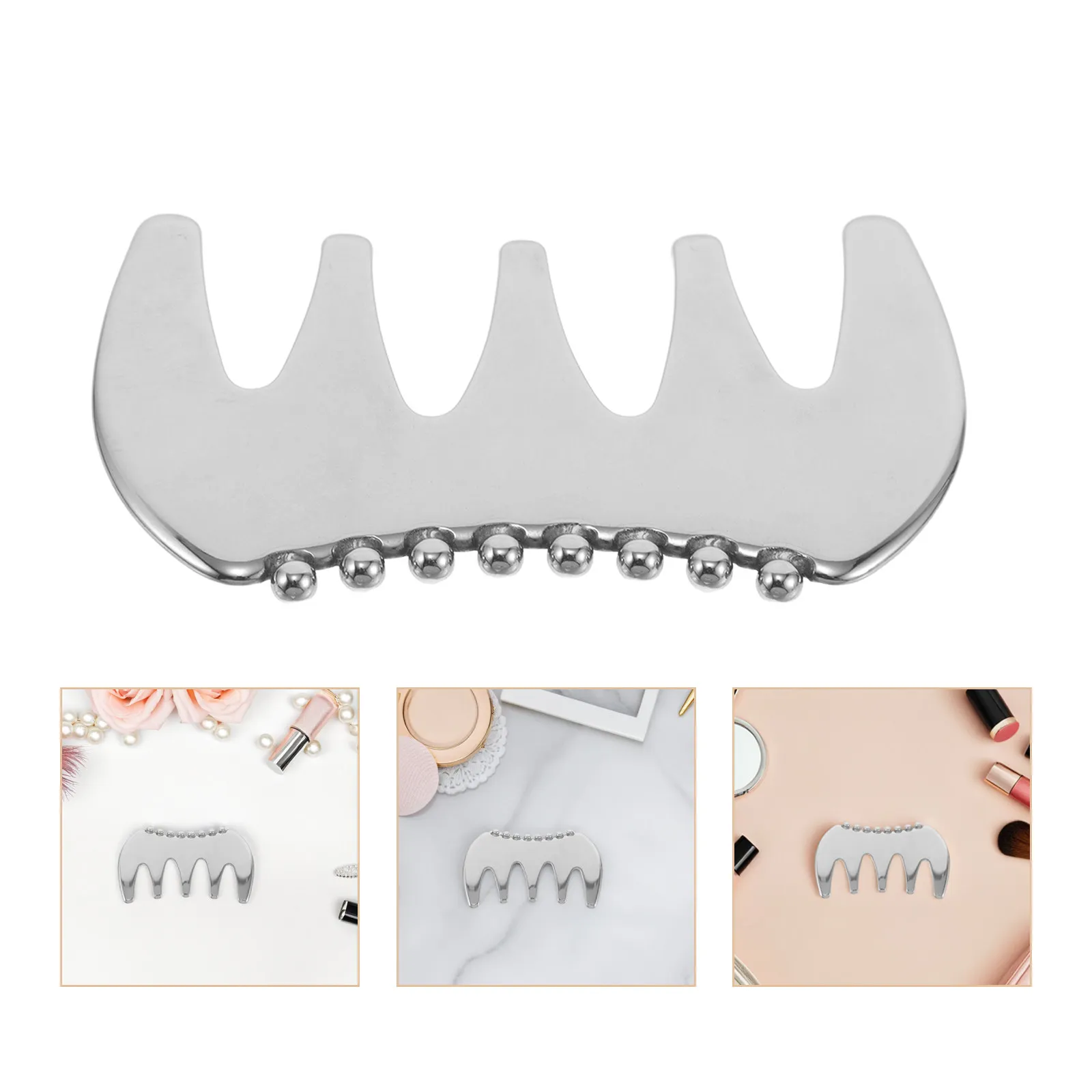 

Массажная доска Гуаша из нержавеющей стали в форме расчески для лица и тела, для подтяжки кожи, улучшения впитывания косметических средств, удобная для путешествий