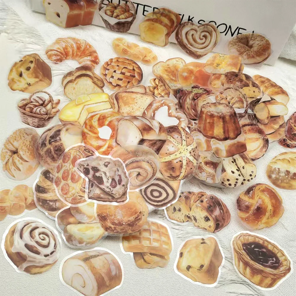 

50PCS Baking Bread Stickers Funny Dessert Graffiti Decals For Refrigerator Laptop Phone Case Notebooks Transparent Toy Stickers