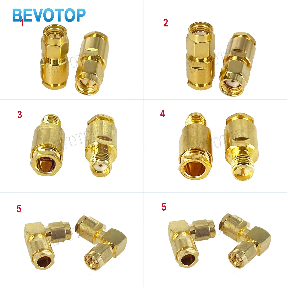 2Pcs/Lot SMA Male Female Clamp Solder for LMR195 RG58 RG142 RG223 RG400 Brass Gold Plated Straight RF Adapters Cable Connector