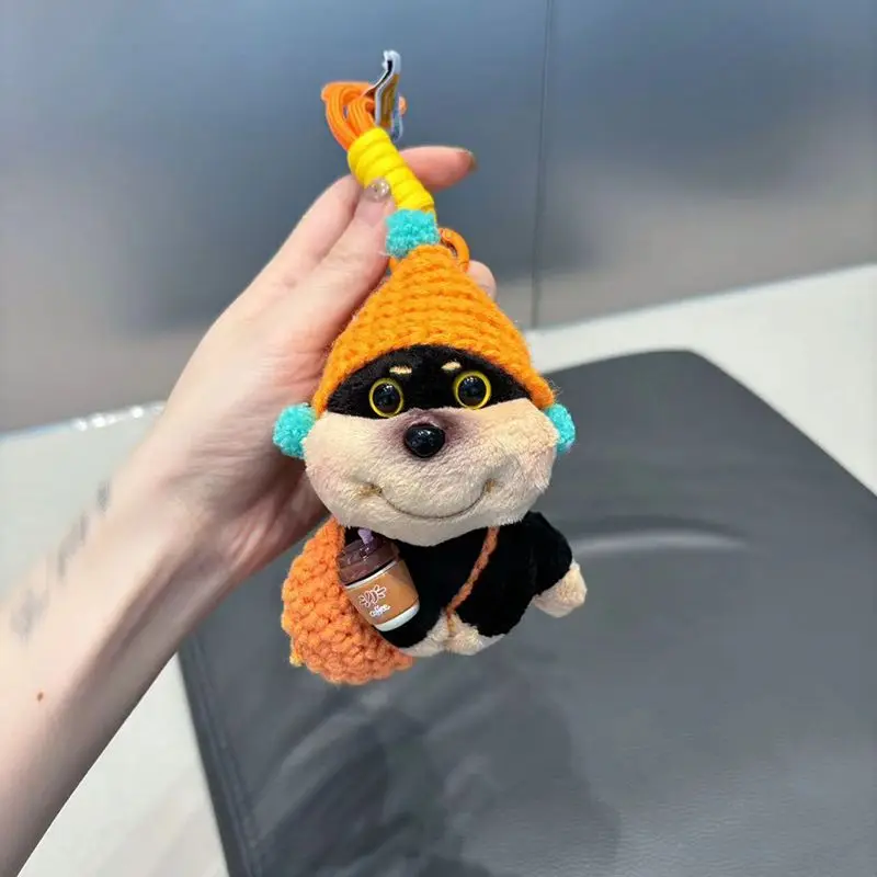 Cute Black Puppy Plush Keychain For Bag Pendant Creative Stuffed Animal Doll Pendant Accessories Kawaii Small Dog Keyring Keys