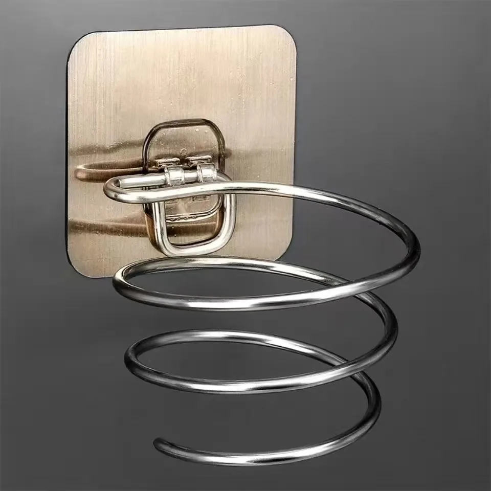 Spiral Wall Mounted Hair Dryer Holder Free Punching Bathroom Toilet Bedroom Storage Rack Hair Salon Designer Concise ToolStorage