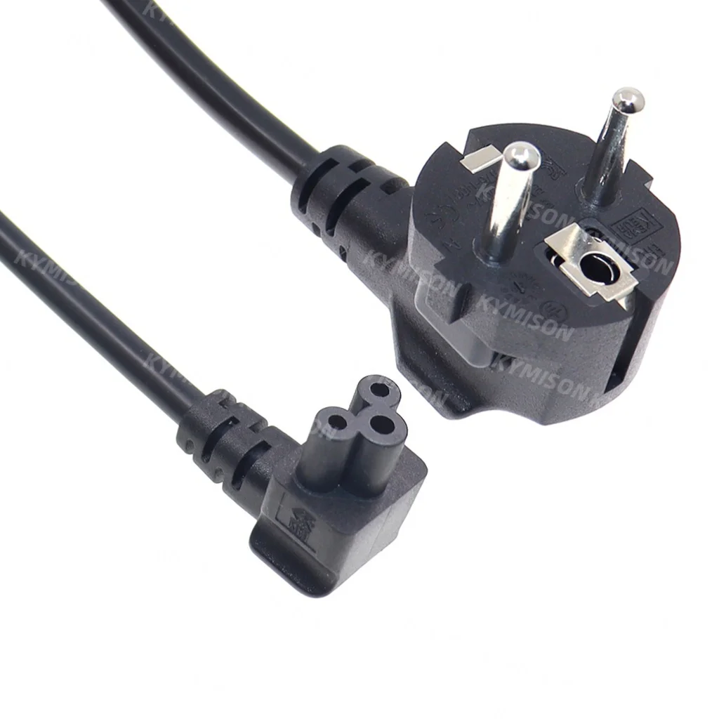 90 Degree Angled IEC 60320 C5 to EU 2 Prong Plug Laptop Power Lead Cable PC Monitor Germany Adapter Extension Cord 1.5m 5ft