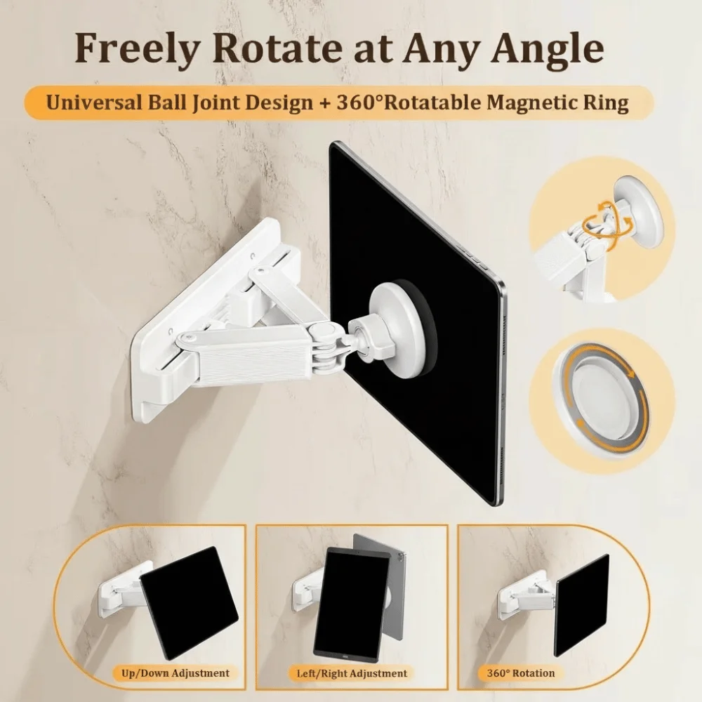 360° Rotation Tablet Stand Magnetic Adjustable Tablet Holder Wall Mount Mobile Phone Holder for Samsung Galaxy Tab Kindle
