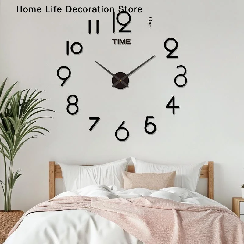【H】2026 Modern Design Large Wall Clock 3D DIY Quartz Acrylic Mirror Stickers Living Room Home Decor