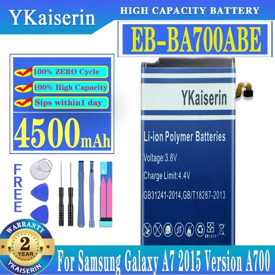 YKaiserin EB-BA700ABE 4500mAh Replacement Battery For Samsung Galaxy A7 2015 Version A700 A7000 Batterij