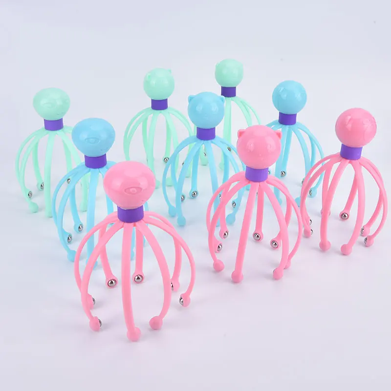 1pcs Random Color Head Massager Octopus Scalp Neck Stress Release Relief Head Care Tool