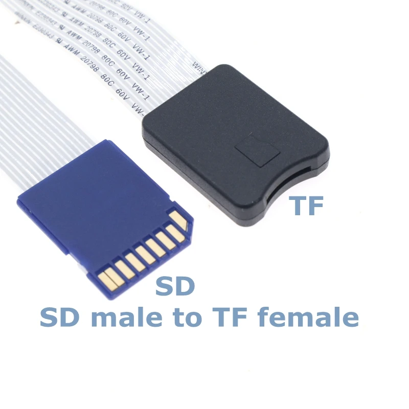 0.1m 0.6m FFC Cable SD Card Female Head to TF Micro SD Male Head SD/TF Flexible Extension Cable Extender Adapter Card Reader