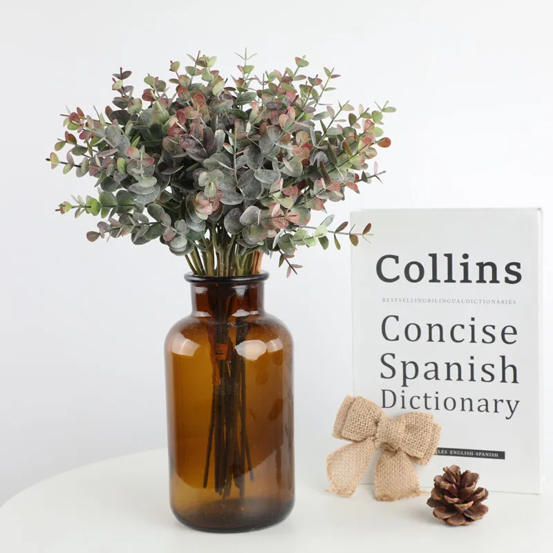 6 Zweig 36 Köpfe Eukalyptusblatt Künstliche Pflanzen Blumenstrauß für Wohnzimmer Dekoration Braut Hochzeit Vasen Blumen Blumenstrauß Dekor – Detail 8