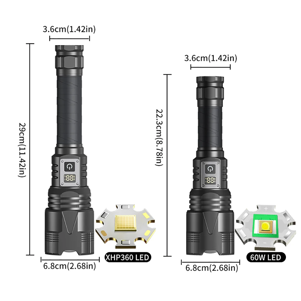 10400mah XHP360 Most Powerful LED Flashlight 60W USB Rechargeable Torch Light 5000 Meter High Power Flashlight Tactical Lantern