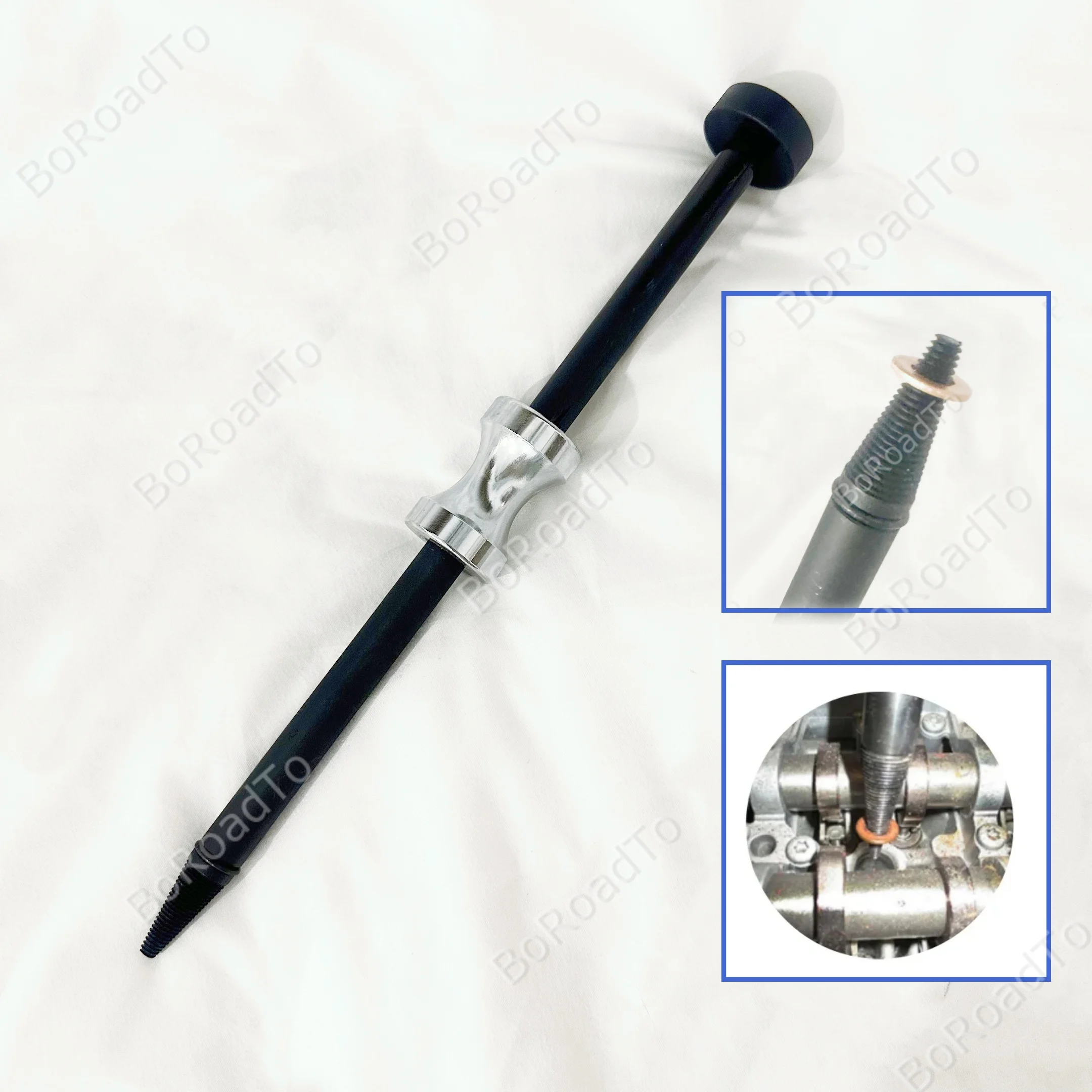 

Injector Seal Puller Steel Cone Thread Tip Fuel Injector Copper Washer Removal Tool with Slide Hammer Cars Disassembly Tools