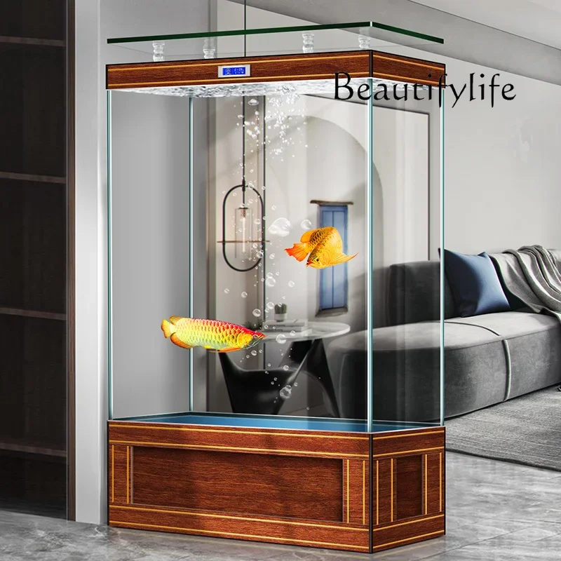 Jinjing Super White Fish Globe Living Room Home Light Luxury Large Subareas Screens Floor Aquarium