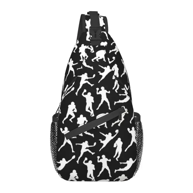 

Football Players On Black Sling Crossbody Backpack Men Custom Soccer Ball Lover Shoulder Chest Bag for Traveling Daypack