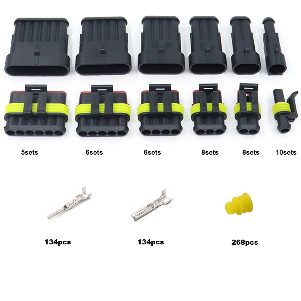 708 Pcs 43 Kits Waterproof Wire Connectors, Automotive Electrical Connector Kit Terminals Plug Car,1 2 3 4 5 6 Pin for Car Truck