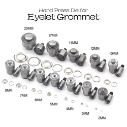 KALASO 1Set Eyelet Grommet Die 1mm 1.5mm 2mm 2.5mm 3mm 4mm 5mm 6mm 8mm 10mm 12mm 14mm 17mm 20mm For Hand Press Tool Machine