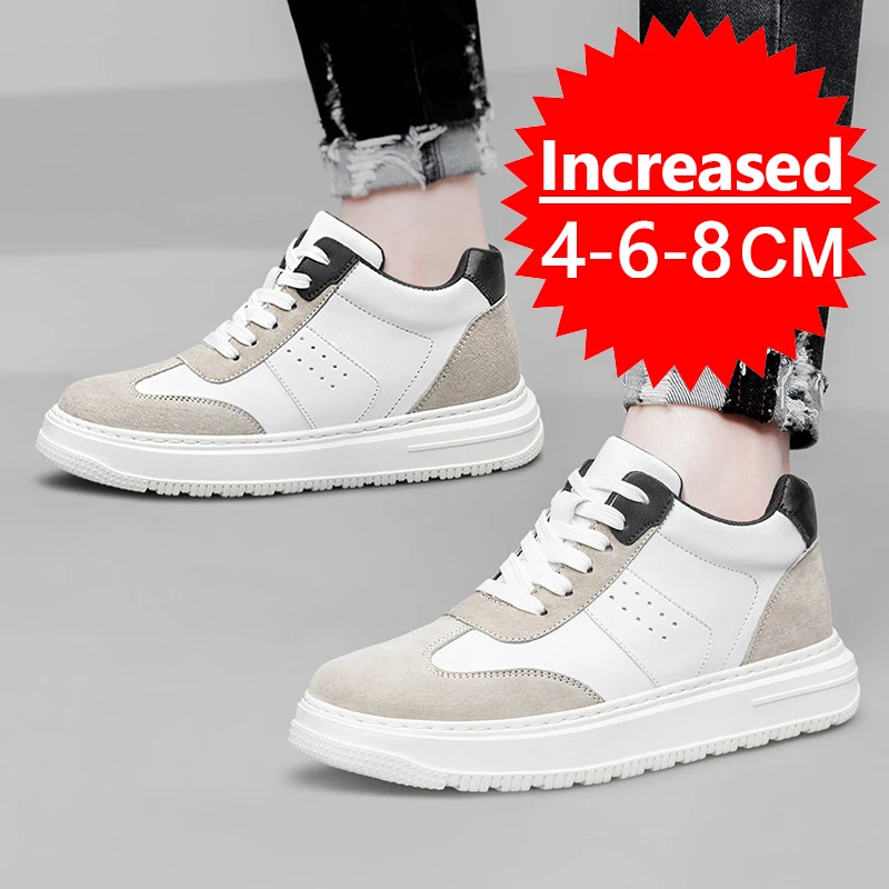 Height Increasing Shoes for Men 8CM Invisible Elevator Sneakers Platform Shoes Casual Fashion Man Leathe Sport Shoes Big Size 47