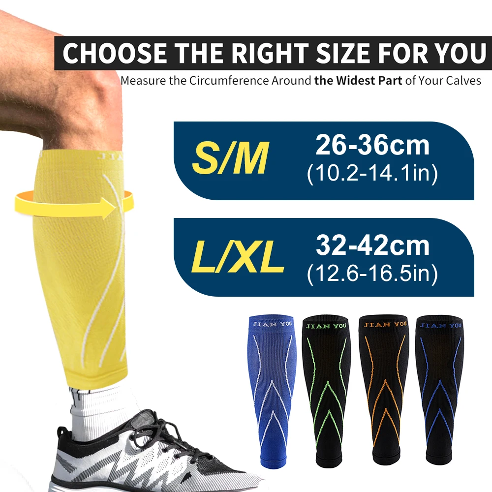 1Pair Calf Compression Sleeves for Men and Women Football Leg Sleeve Footless Compression Sock for Running Cycling