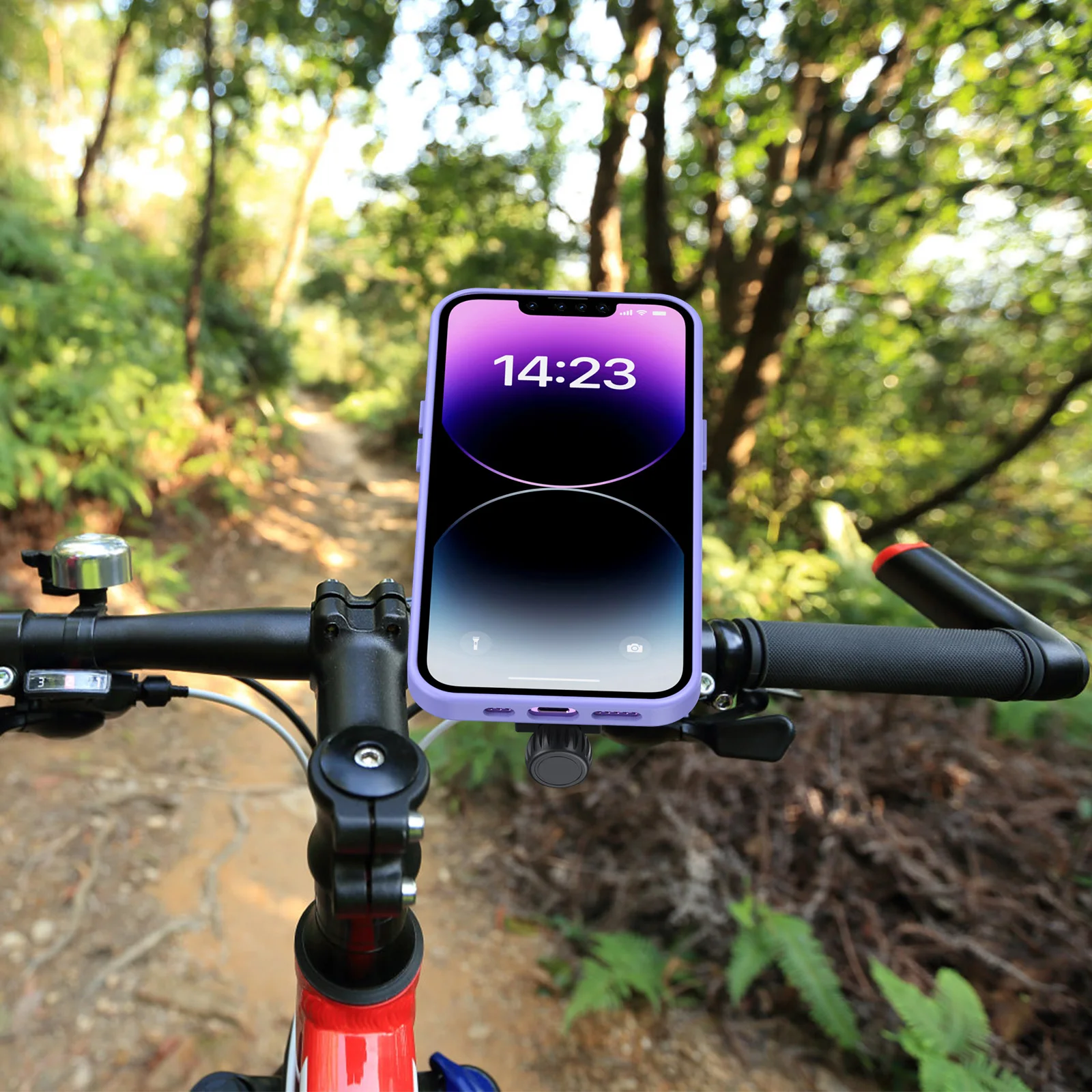 Neuer stoßfester Telefonhalter mit Rückspiegel für Motorradlenker 360° °   Drehbarer Griff, Sicherheitsschloss, Ständer, Unterstützung für Fahrrad, Roller