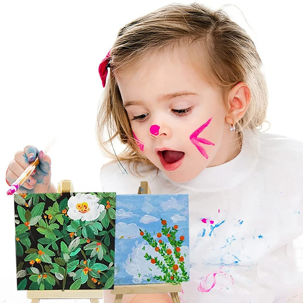 14Pcs Mini Canvas and Easel Brush Set, Canvas Inch, -Stretched Canvas, Mini Painting Kit, Kids Painting Party