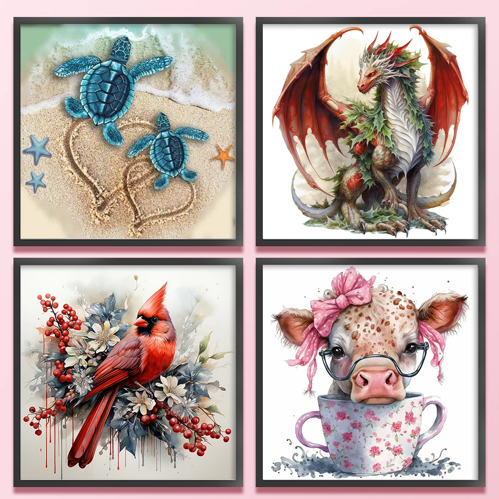 

4Pcs Animal Printed Cross Stitch Kit DIY 11CT Thread Art Needlework Home Decor