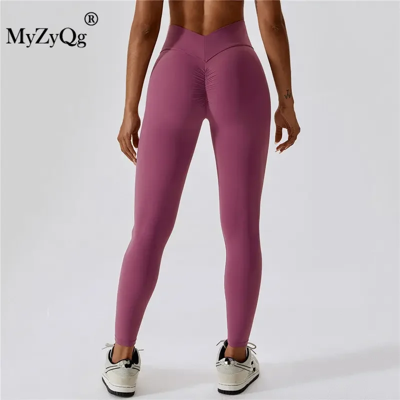 MyZyQg Women Lift Naked Feeling Yoga Leggings Body Shaping Abdominal Cycling Running Fitness Pants Training Elastic Gym Tights