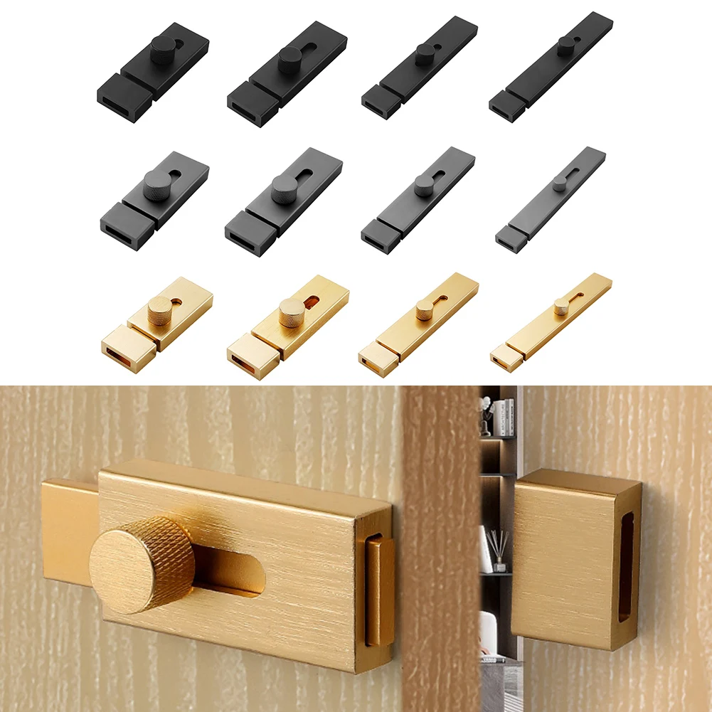 Door Lock Latch Punch-free Door Bolt Sliding Bolts Anti-theft Security Lock Aluminum Alloy Toilet Door Latch Gate Hardware