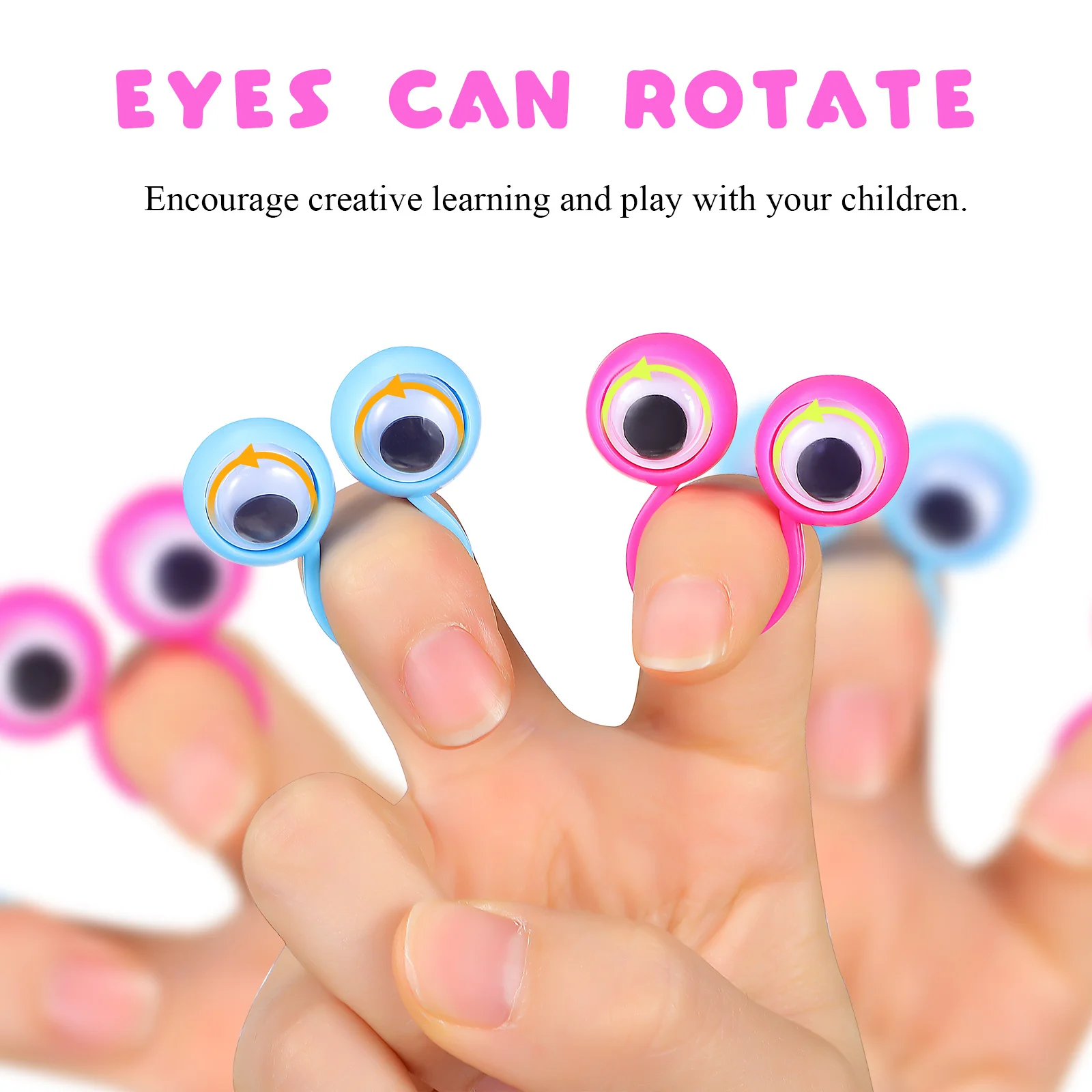 30Pcs Eyeball Finger Rings Colorful Rotate Big Eyes Finger Ring Puppets Creative Learning Kids Party Favor Gifts Interactive