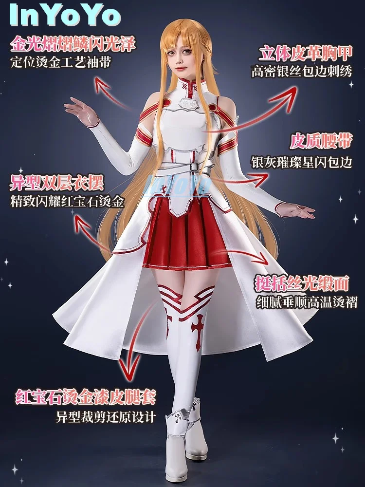 InYoYo Yuuki Asuna Anime Sword Art Online Cosplay Costume pour femme, magnifique robe, uniforme d'Halloween, tenue de fête, Alicization SAO