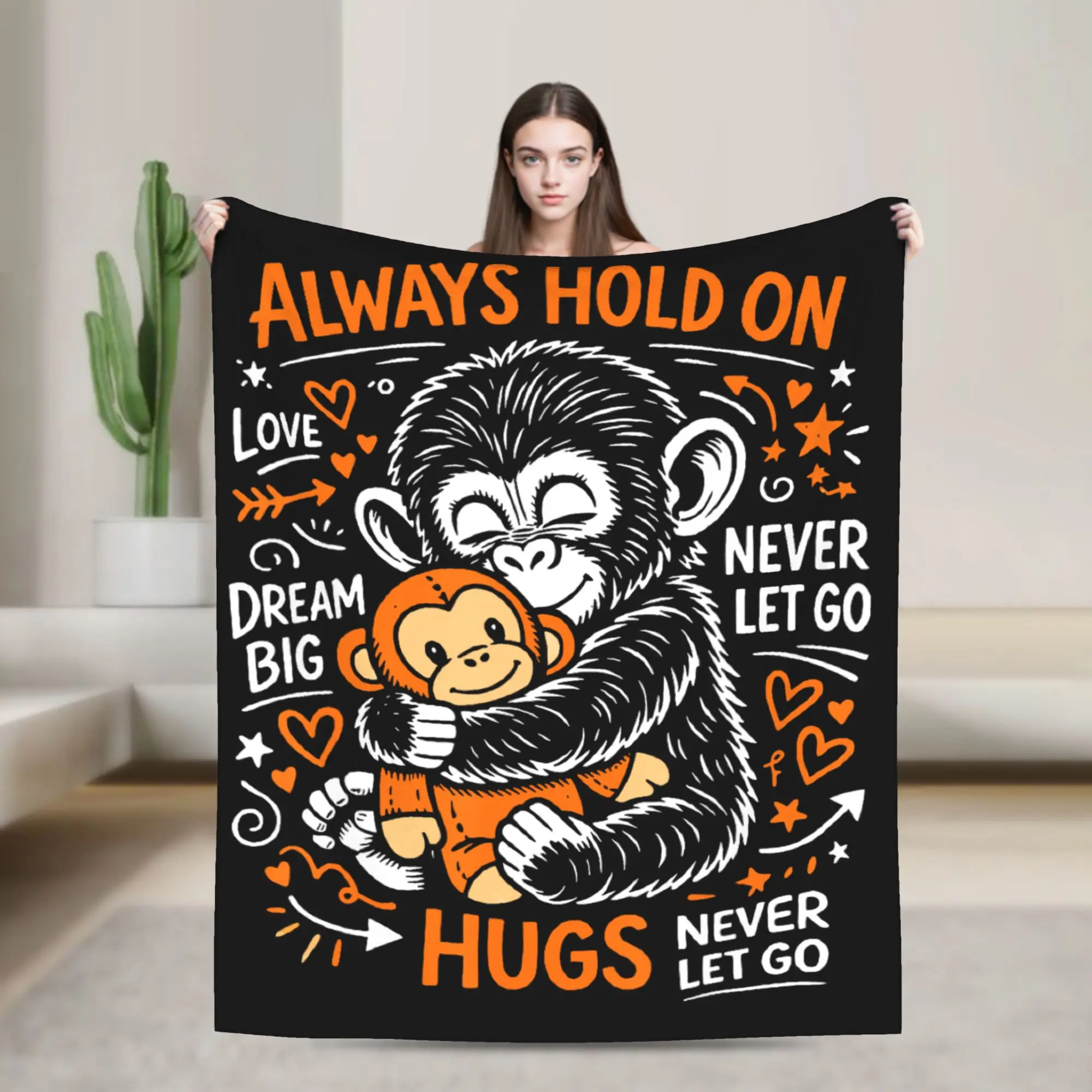 Retro Cute Monkey Punch Cute Monkey Baby Funny Animal Throw Blanket Warm Comfy Funny Blanket For Bedroom Plane Travel Bed Cover