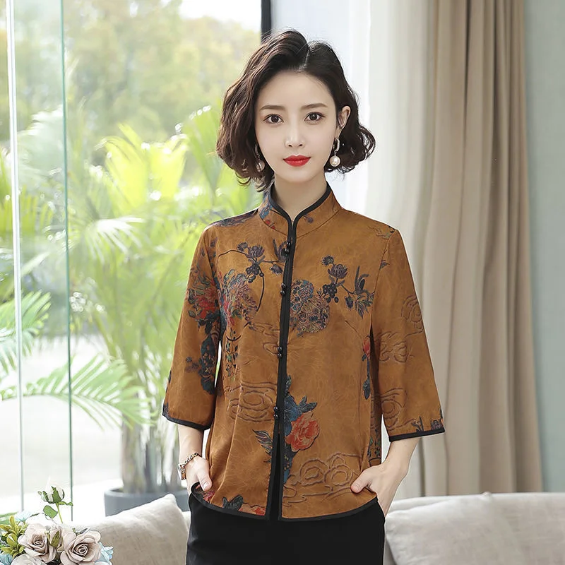 China Style Shirt Vintage Cheongsam Tops Hanfu Women Blusas Chinese Traditional Dress Tang Suit Harajuku Printing Blouses Femme