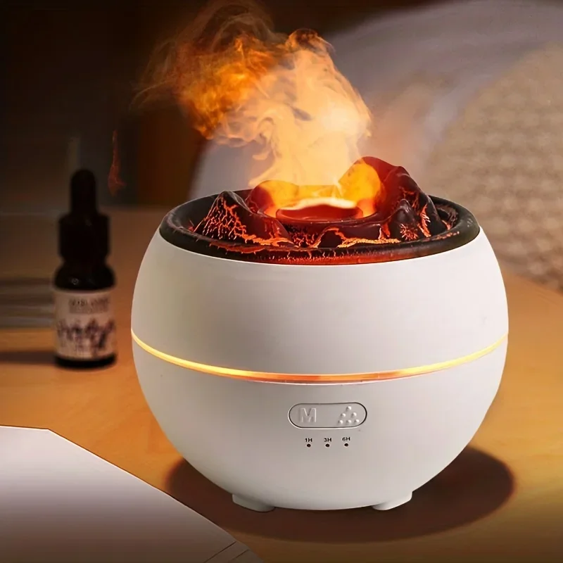 360ml Volcano Flame Humidifier 7 Colors LED Cool Mist USB Aroma Essential Oil Diffuser