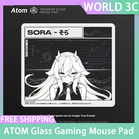 Glass Gaming Mouse Pad Customizable Pattern Tempered ATOM Mousepads Smooth Gaming Desk Mat FPS Esports Office Gaming Accessories