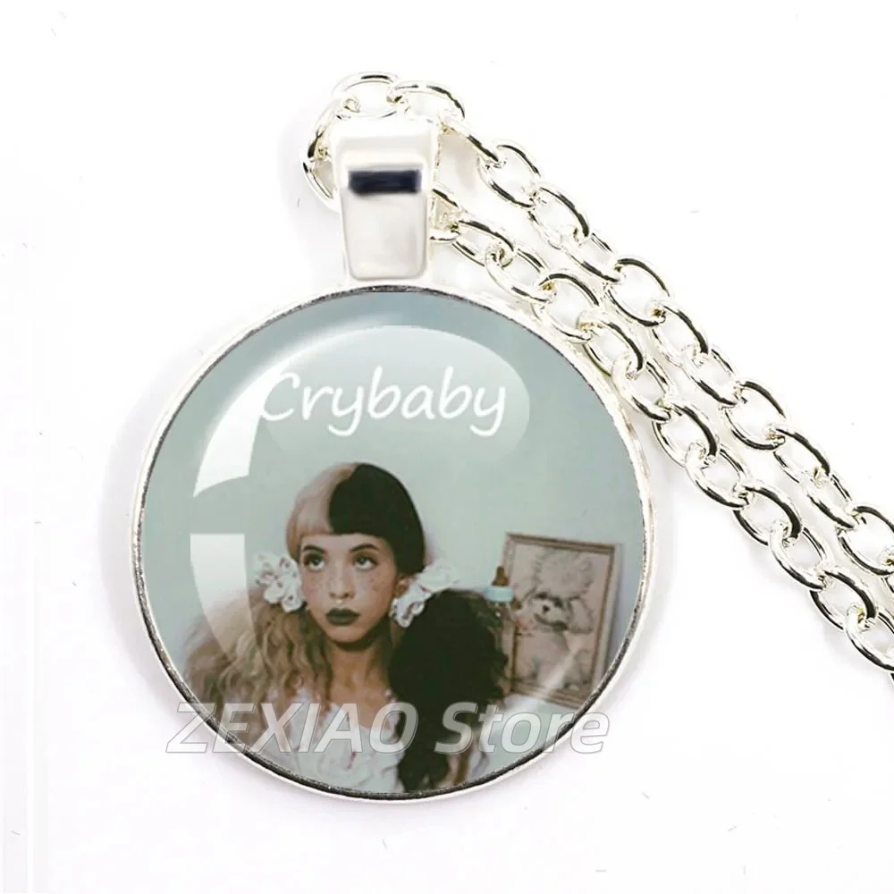 M-Melanie Martinez Singer Necklace Crybaby Album Pattern Glass Cabochon Necklace Jewelry Accessorie Creative Gift