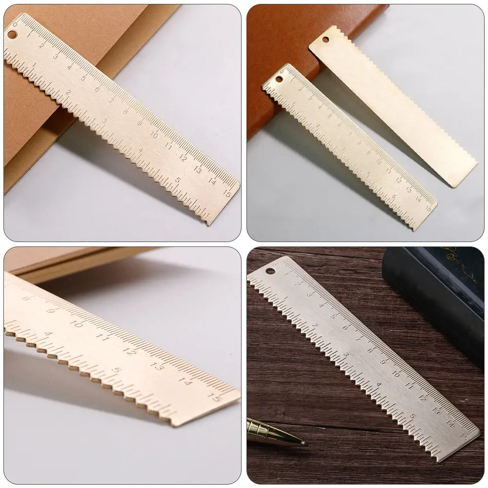 

1Pcs Solid Brass Straight Ruler Exquisitely Made Non-Peel Color Long-Lasting Clear Scale School Supplies Creative Student Ruler