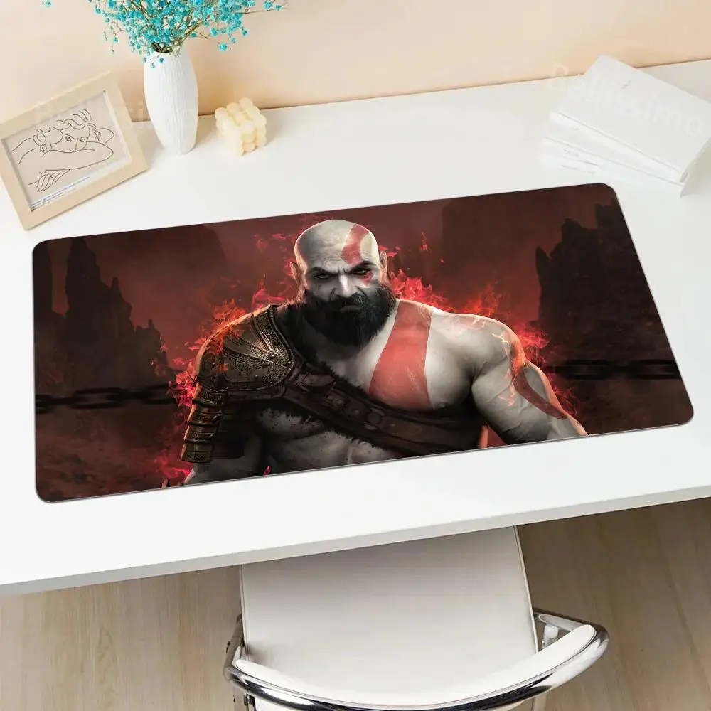 G_god of W_war Rubber Mousepad Xxl Mouse Pad Mause Gaming Desk Mat Extended Deskpad Kawaii Keyboard Mat Computer and Office Mat