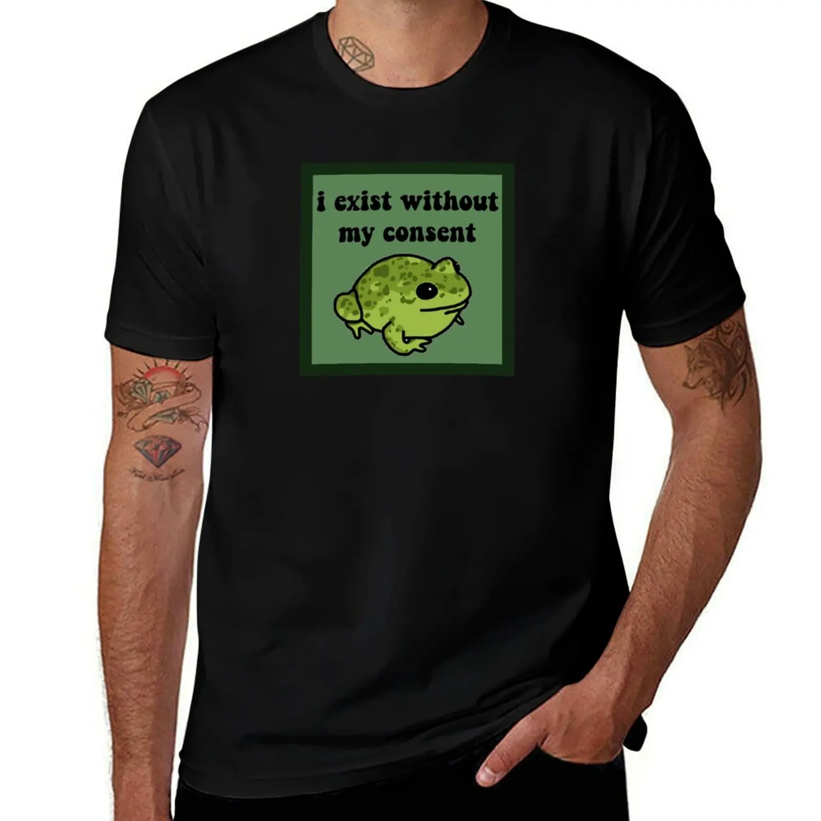 I Exist Without My Consent Frog T-Shirt man t shirt luxury T-Shirt