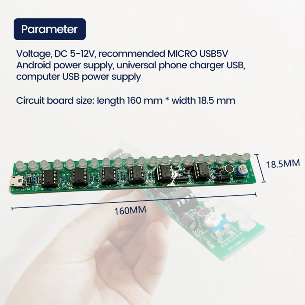 USB Sound Control Audio Spectrum Light Welding Electronic DIY Kit LED Car Volume Level Indicator Audio Display Circuit Board DIY