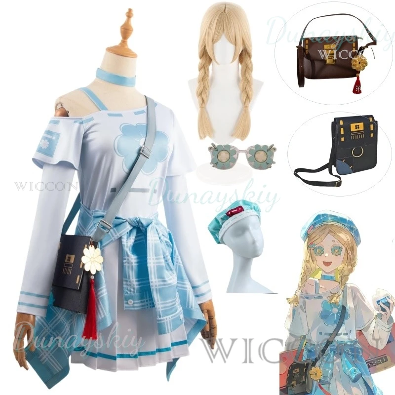 

Anime Game Anne Lester Toy Merchant Cosplay Costume Wig Long Sleeved T-shirt Lattice Coat Shirt Bag Woman Kawaii Carnival Suit