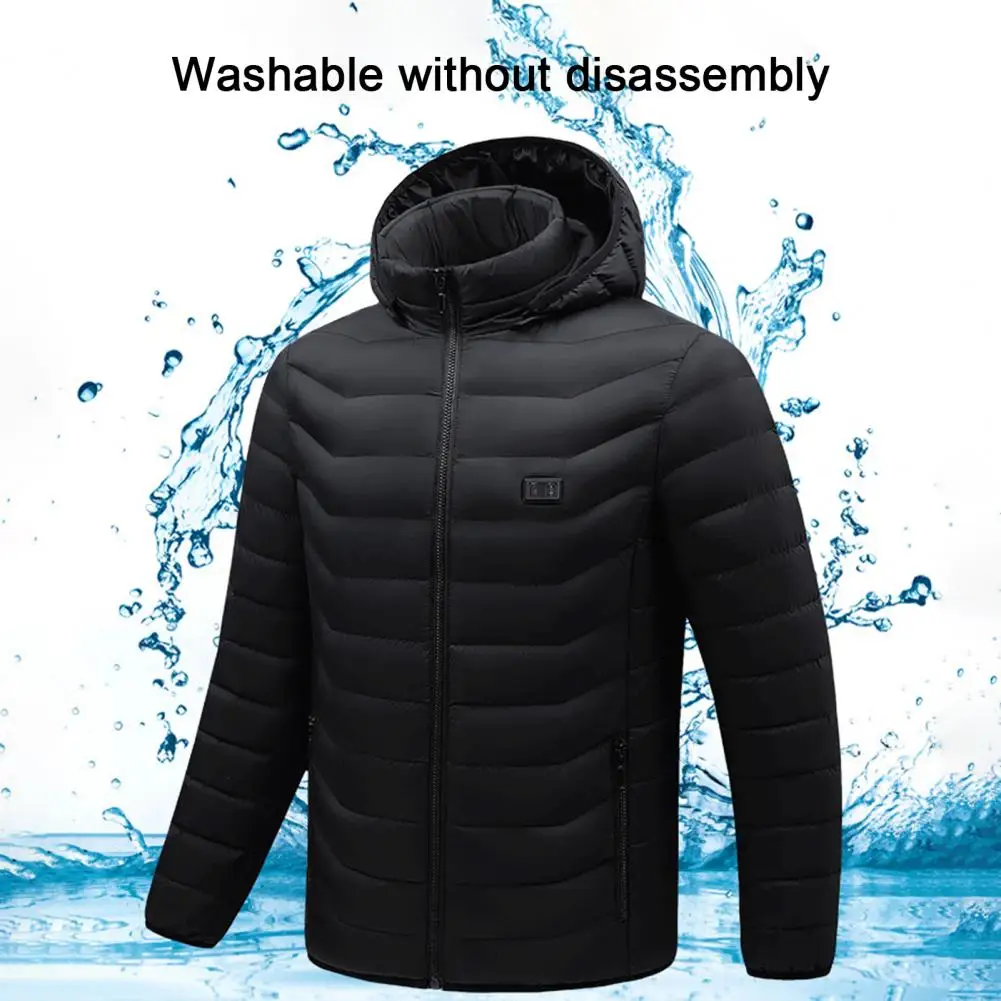 Men Heated Jacket 3 Temperature Adjustable Quick Heating Heated Coat USB Rechargeable Solid Color Winter Electric Heating Coat