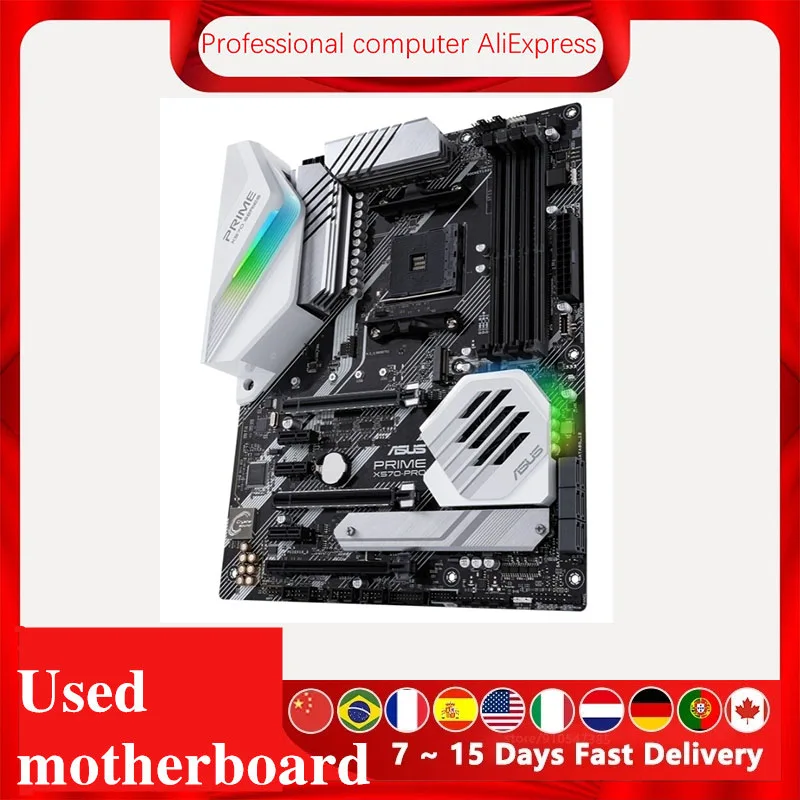 Imagem -05 - Usado X57o Pro Placa-mãe para Asus Prime X570-pro Placa-mãe Soquete Am4 X570 Original Desktop Pci-e 4.0 M.2 Sata3 Mainboard